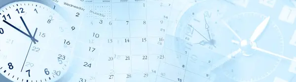 クロックとカレンダー ブルータイム複合時間管理 — ストック写真