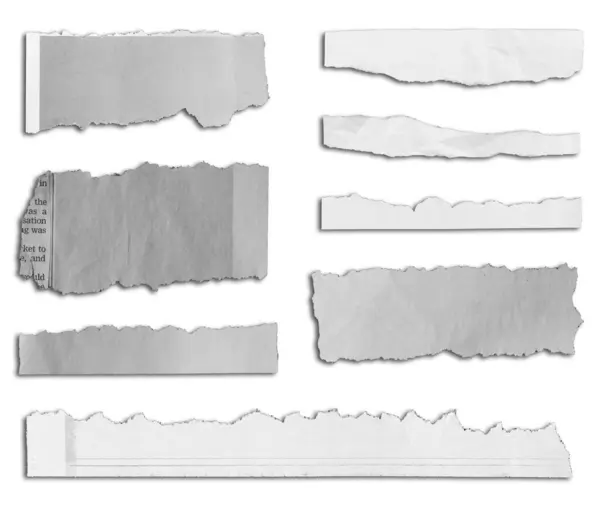 Eight Pieces Torn Paper White Background Royalty Free Stock Photos