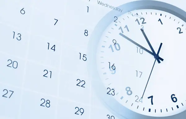 Cara Del Reloj Calendario Compuesto Imagen De Stock