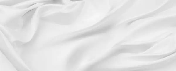 Close Rippled White Silk Fabric — Stock Photo, Image