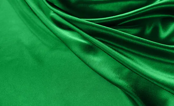 Rippled Green Satin Silk Fabric — Stock Photo, Image