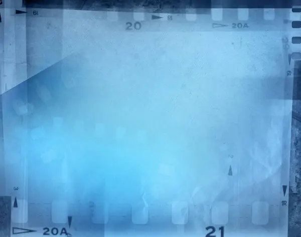 Filmnegative Rahmen Blauen Hintergrund Ein Stockbild