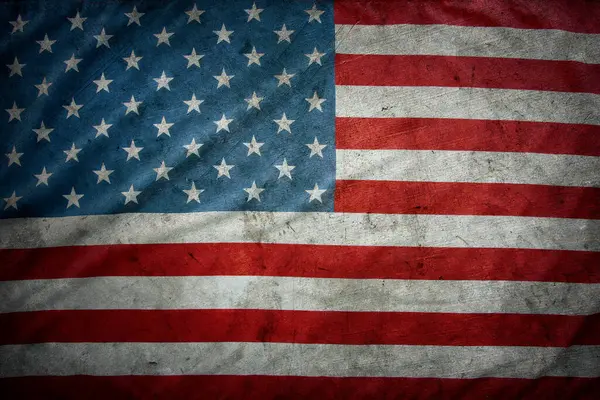 Close Grunge American Flag Stock Photo