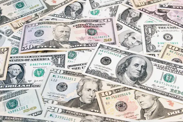 Çeşitli Amerikan Banknotlar Closeup - Stok İmaj