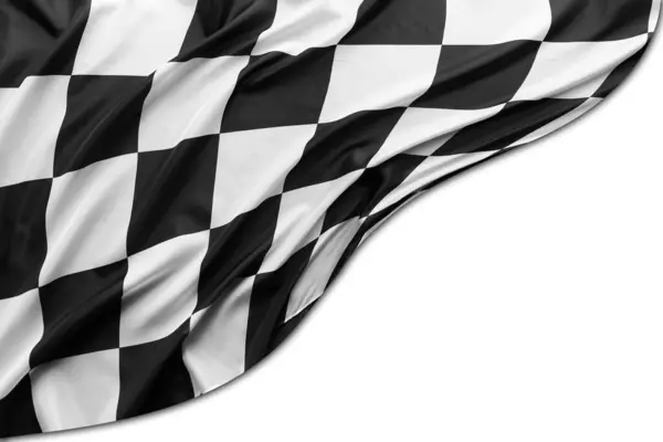 Checkered Black White Racing Flag White Copy Space Stock Image