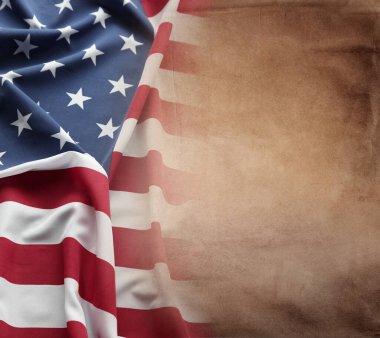 Kahverengi arka planda Amerikan bayrağı