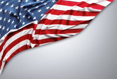 Gri arkaplanda Amerikan bayrağının yakın çekimi