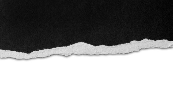 Ripped black paper edge on white background
