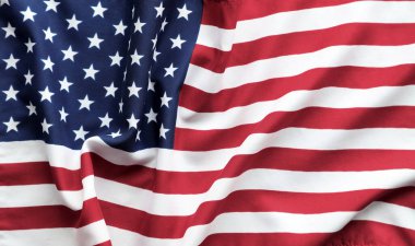 Dalgalanan Amerikan bayrağının yakın çekimi