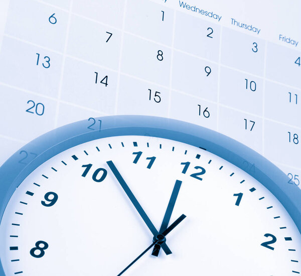 Clock face and calendar composite. Time management