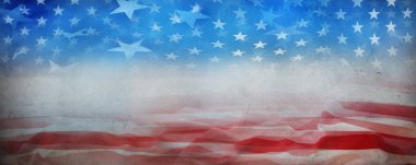 Gri arkaplanda Amerikan bayrağının yakın çekimi