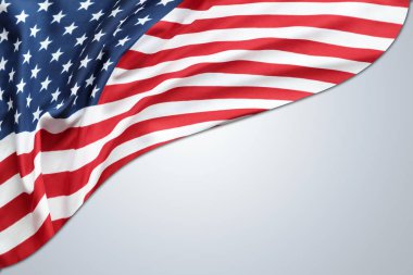 Gri arkaplanda Amerikan bayrağının yakın çekimi