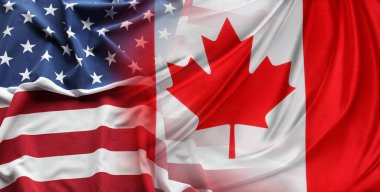 Amerikan ve Kanada bayrakları birleşik 