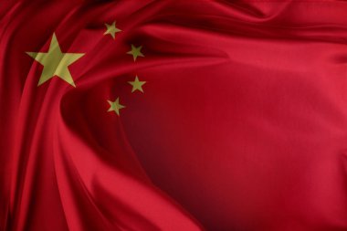 İpeksi Çin bayrağının yakın çekimi. Boşluğu kopyala