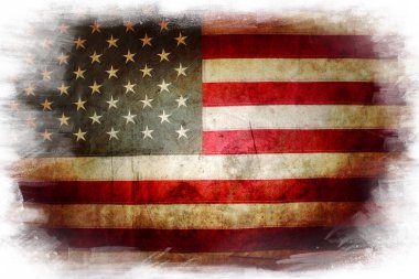 Grunge Amerikan bayrağına yakın plan
