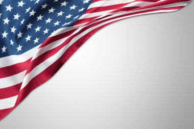 Gri arkaplanda Amerikan bayrağının yakın çekimi