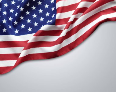 Gri arkaplanda Amerikan bayrağının yakın çekimi