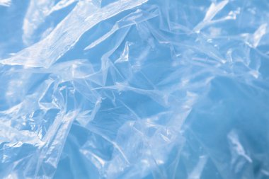 Kırışık mavi plastik arka plan yakın plan