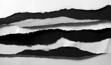 Yırtık kağıt parçaları arka planda.