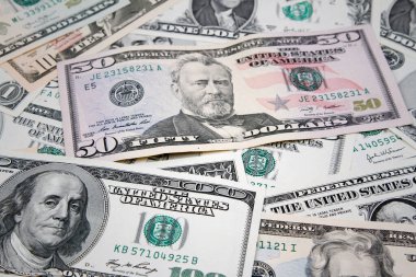 Çeşitli Amerikan banknotlar closeup