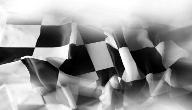 Beyaz üzerine siyah beyaz yarış bayrağı. Boşluğu kopyala