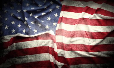 Grunge Amerikan bayrağına yakın plan