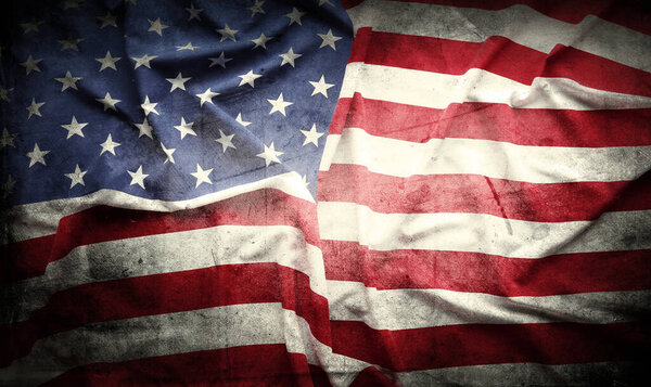 Close-up of grunge American flag