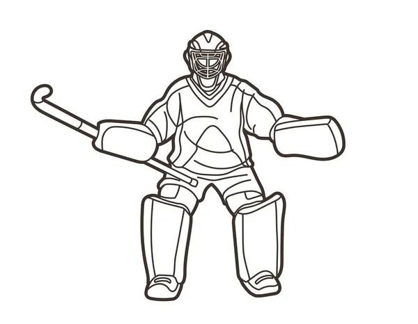 Field Hockey Sport Male Player Action Cartoon Graphic Vector — 스톡 벡터