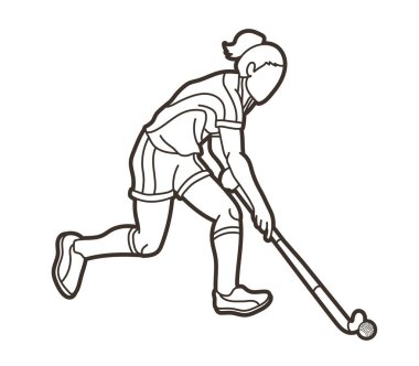 Saha Hokeyi Spor Kadın Oyuncu Çizgi Filmi Grafik Vektörü