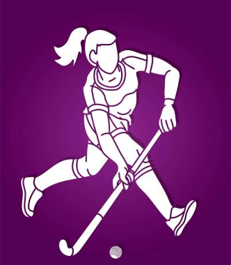 Saha Hokeyi Spor Kadın Oyuncu Çizgi Filmi Grafik Vektörü