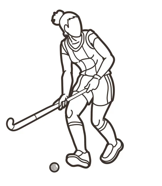 Игрок Женского Пола Хоккей Траве — стоковый вектор