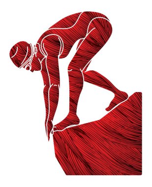 Yüzen Spor Dişi Yüzücü Eylem Çizgi Filmi Grafik Vektörü