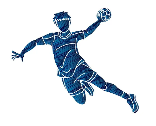 Handball Sport Male Player Action Cartoon Graphic Vector — Stock Vector