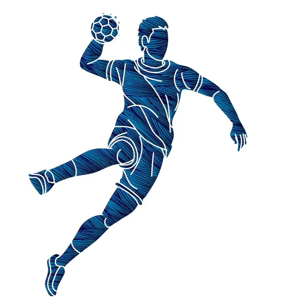 Handball Sport Männliche Spieler Action Cartoon Graphic Vector — Stockvektor