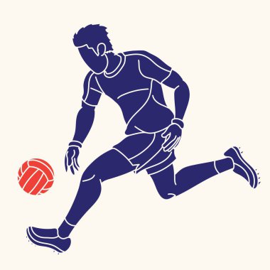 Gaelic Football Erkek Oyuncu Eylemi Çizgi Film Vektörü
