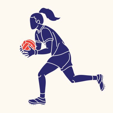 Gaelic Football Female Player Action Çizgi Film Vektörü