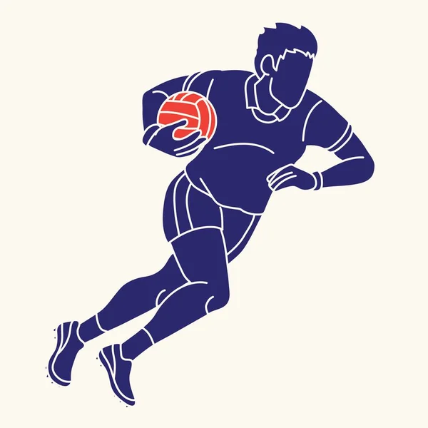 Gaelic Voetbal Mannelijke Speler Actie Cartoon Grafische Vector — Stockvector