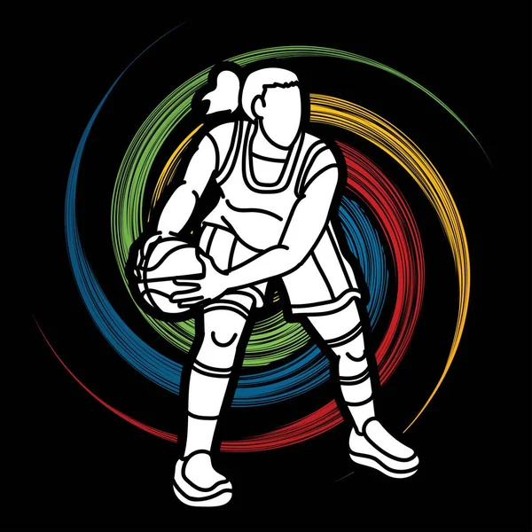 Баскетболистка Action Cartoon Sport Graphic Vector — стоковый вектор