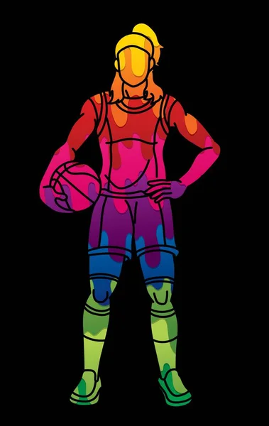 Баскетбольный Спортивный Женский Экшн Вектор — стоковый вектор
