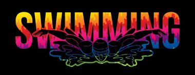 Yüzen Spor Metin Yazı Tipi Tasarımı Çizgi Film Vektörü