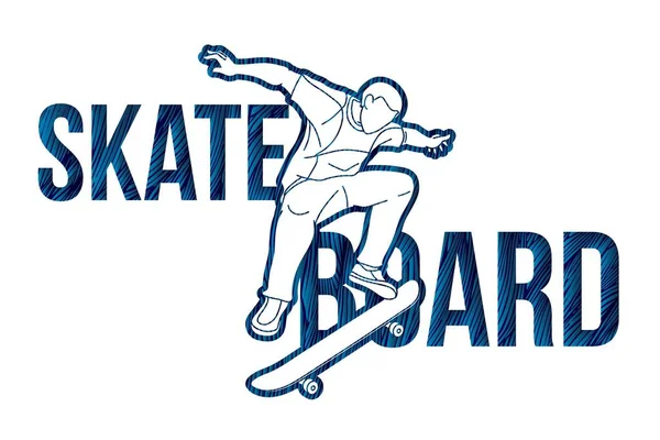 Skateboard Text Font Design Cartoon Graphic Vector — Vettoriale Stock