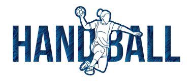 Kadın Oyuncu ve Metin Tasarımlı Çizgi Roman Vektörü ile Hentbol Sporu