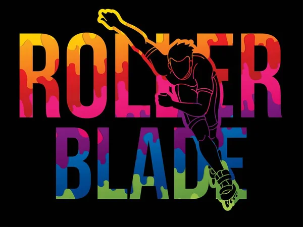 Rollerblade Player Con Texto Graffiti Extreme Sport Vector Gráfico — Vector de stock