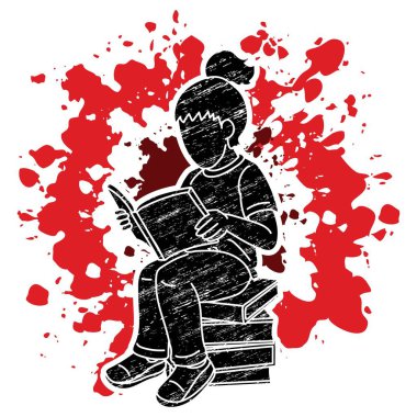 Çizgi roman okuyan bir kız Siluet Grafik Vektörü