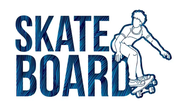 Skateboard Text Designed Skateboarder Action Cartoon Extreme Sport Graphic Vector — Stock Vector