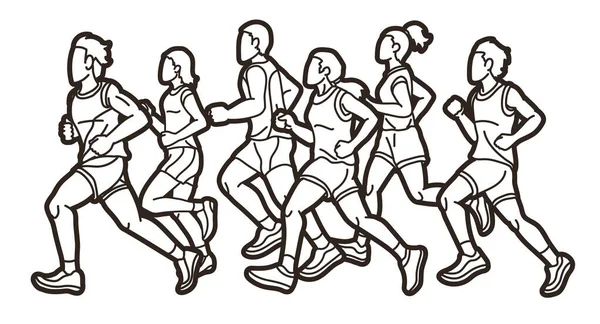 desenho de grupo de personagens de atletas de desenhos animados para  colorir 11528126 Vetor no Vecteezy