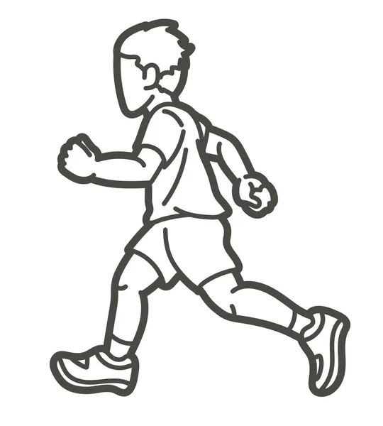 Ein Junge Läuft Kind Runner Cartoon Action Graphic Vector — Stockvektor