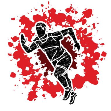 Maraton Koşan Bir Adam Çizgi Film Çizgi Filmi Grafik Vektörü