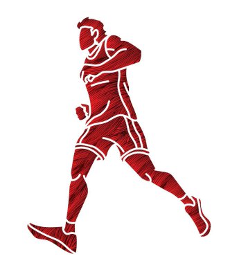 Maraton Koşan Bir Adam Çizgi Film Çizgi Filmi Grafik Vektörü