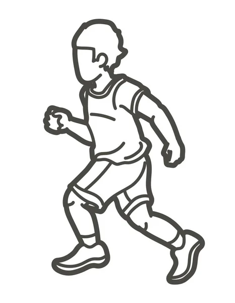 Ein Junge Beginnt Action Sport Graphic Vector Laufen — Stockvektor